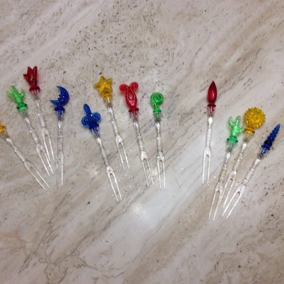 Vintage Swizzle Sticks Cocktail Appetizer Forks - Picture 1 of 1